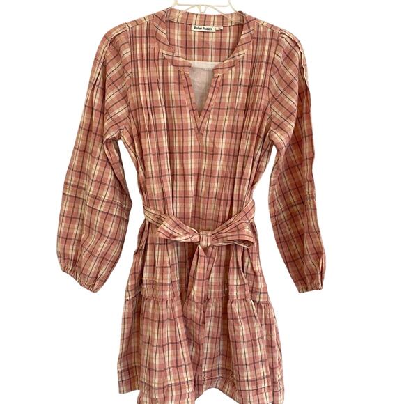 Roberta Roller Rabbit Pink Plaid Cotton Ruffle Dress Tuckernuck Style X-Small - Picture 3 of 9
